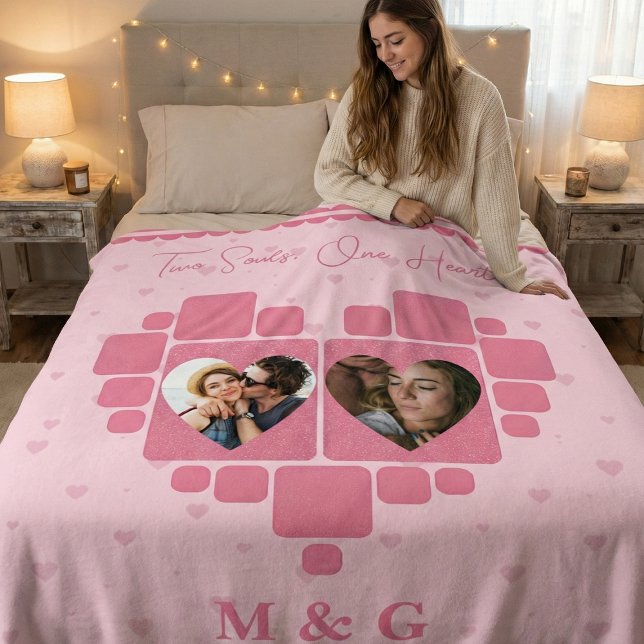 Heart Photo Blanket with Custom Pictures, Monogram (Creator Uploaded)