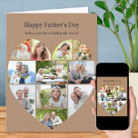 Heart Photo Collage 11 Pic Father's Day Card<br><div class="desc">Say Happy Father's Day with a love heart photo collage, personalized card. The photo template is set up for you to add your pictures, working in rows from top to bottom. The photo collage holds 11 photos which are displayed in a mix of portrait, landscape and square / instagram formats....</div>