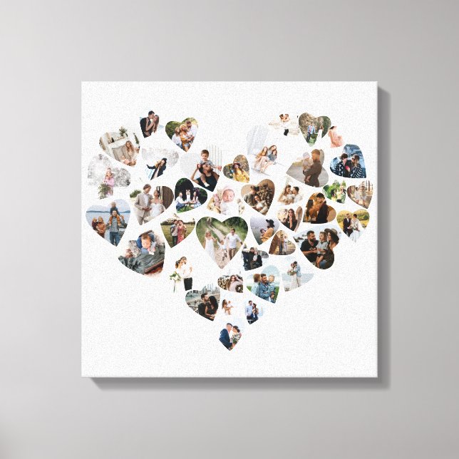 Heart Photo Collage 39 Photos Valentine's Day Canvas Print (Front)