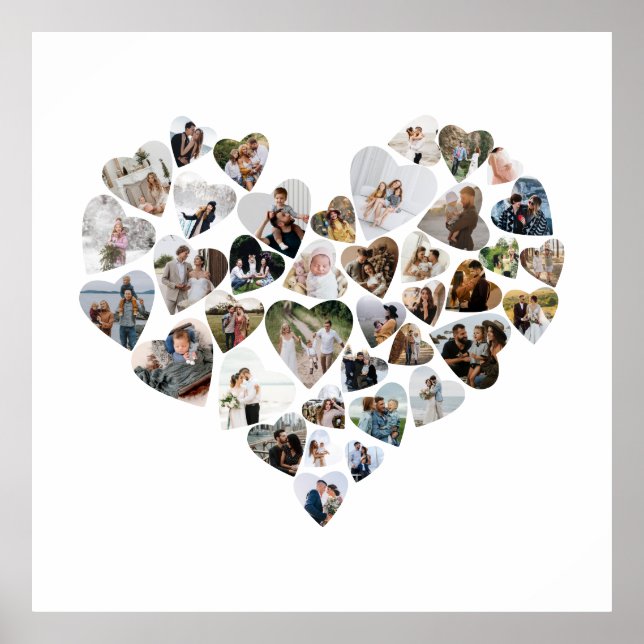 Heart Photo Collage 39 Photos Valentine's Day Post Poster (Front)