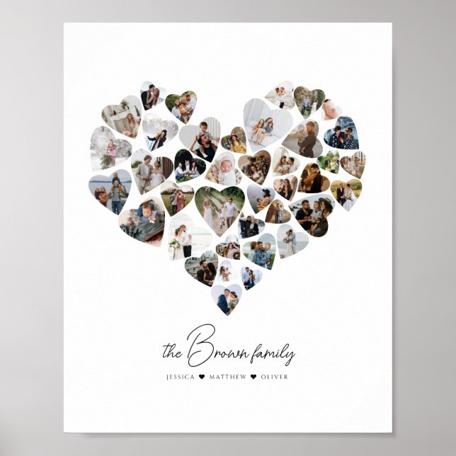 Heart Photo Collage 39 Photos Valentine's Day Poster (Front)