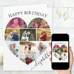 Heart Photo Collage 9 Picture Script Name Birthday Card<br><div class="desc">Say Happy Birthday with a love heart photo collage, personalized birthday card. The photo template is set up for you to add your pictures, working in rows from top to bottom. The photo collage holds 9 photos which are displayed in a mix of portrait and landscape formats. The name is...</div>