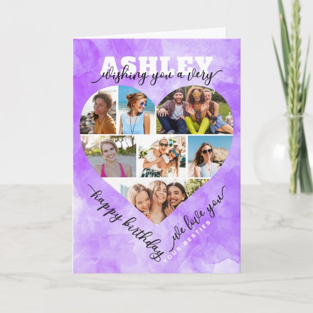 Heart Photo Collage Birthday Card – Loving Group G (Front)