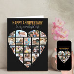 Heart Photo Collage Black Personalized Anniversary Card<br><div class="desc">Say Happy Anniversary with a love heart photo collage, personalized card. The photo template is set up for you to add your pictures, working in rows from top to bottom. The photo collage holds 18 photos which are displayed in a mix of portrait, landscape and square / instagram formats. Happy...</div>