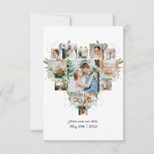Heart Photo Collage Couple Wedding Save The Date