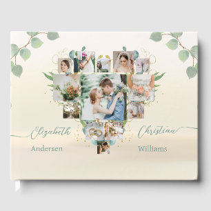 Heart Photo Collage Eucalyptus Wedding Guest Book