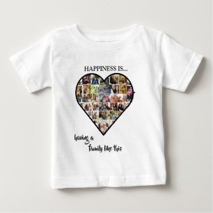 Heart Photo Collage Happiness is Having a Family Baby T-Shirt