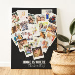 Heart Photo Collage | Home is Where the Heart is Canvas Print<br><div class="desc">Create your own heart shaped photo collage. The design is lettered with the words "home is where the heart is" and the photo template is set up for you to add 20 of your favourite pictures. Your photos are displayed in square, instagram style with retro instant photo frames. A great...</div>