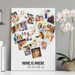 Heart Photo Collage Home is Where the Heart is Canvas Print<br><div class="desc">Create your own heart shaped photo collage. The design is lettered with the words "home is where the heart is" and the photo template is set up for you to add 20 of your favourite pictures. Your photos are displayed in square, instagram style with retro instant photo frames. A great...</div>