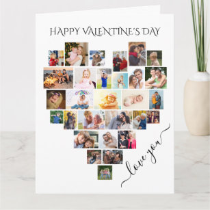 Heart Photo Collage Love You Script Valentine's Card