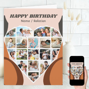 Heart Photo Collage Personalized Cool Birthday Card