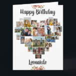 Heart Photo Collage Personalized Script Birthday Card<br><div class="desc">Say Happy Birthday with a love heart photo collage, personalized birthday card. The photo template is set up for you to add your pictures, working in rows from top to bottom. The photo collage holds 27 photos which are displayed in a mix of portrait, landscape and square. The name is...</div>