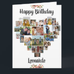 Heart Photo Collage Personalized Script Birthday Card<br><div class="desc">Say Happy Birthday with a love heart photo collage, personalized birthday card. The photo template is set up for you to add your pictures, working in rows from top to bottom. The photo collage holds 27 photos which are displayed in a mix of portrait, landscape and square. The name is...</div>