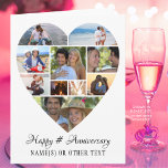 Heart Photo Collage Script Anniversary Card<br><div class="desc">Celebrate any year anniversary (or any occasion or event) with photo memories in a unique heart shaped photo collage. The heart photo collage holds 10 photos and the inside includes one on each side for a total of 12 pictures. The sample shown is for any year anniversary but all text...</div>
