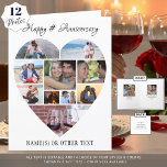 Heart Photo Collage Script Anniversary Card<br><div class="desc">Celebrate any year anniversary (or any occasion or event) with photo memories in a unique heart-shaped photo collage. The heart collage on the front holds 10 pictures and the inside includes one on each side for a total of 12 images. The sample shown is for any year wedding anniversary but...</div>