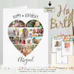 Heart Photo Collage Script Personalized Birthday<br><div class="desc">Celebrate a birthday with BIG memories on a BIG photo collage greeting card! Customize with your personal greeting and well wishes as all text is editable on the cover as well as inside and on the back. The design features a photo collage in a heart shape on the front with...</div>
