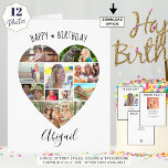 Heart Photo Collage Script Personalized Birthday<br><div class="desc">Celebrate a birthday with BIG memories on a BIG photo collage greeting card! Customize with your personal greeting and well wishes as all text is editable on the cover as well as inside and on the back. The design features a photo collage in a heart shape on the front with...</div>