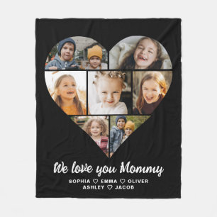 Heart Photo Collage We Love You Mommy Fleece Blanket