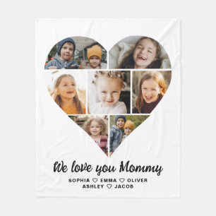 Heart Photo Collage We Love You Mommy Fleece Blanket
