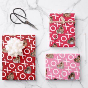 Heart Photo Collage XOXO Reds & Pink Wrapping Paper Sheet