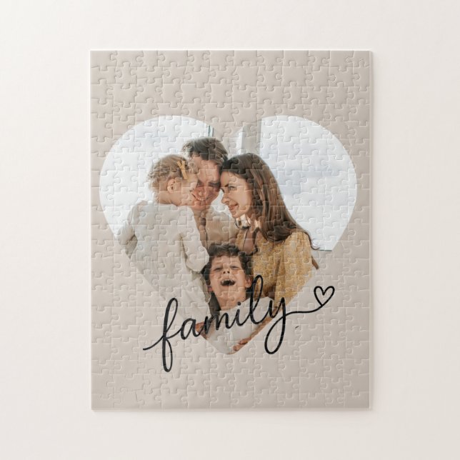 Heart Photo Family Puzzle – Personalized Gift (Vertical)