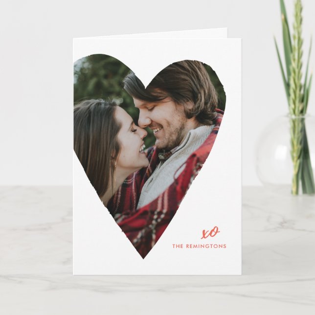 Heart Photo Valentine's Day Card - Red (Front)