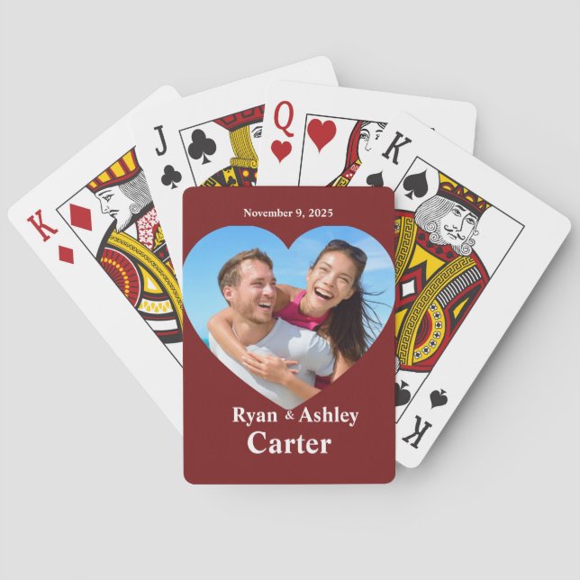 Heart Photo Wedding Bride & Groom Playing Cards (Back)
