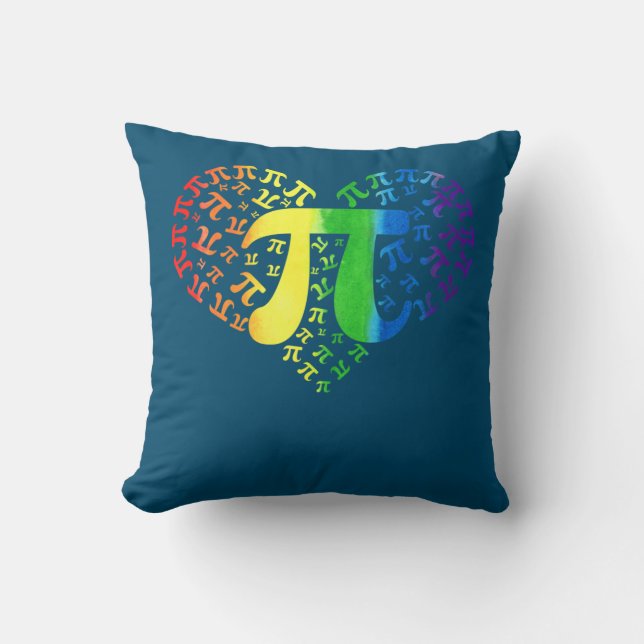 Heart Pi Day Funny Graphic Math Teacher Throw Pillow (Front)