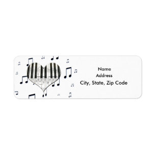 Heart Piano Clavier et notes de musique Étiquette
