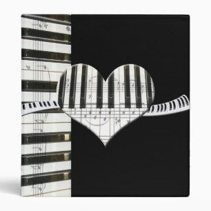 Heart Piano Keyboard and Music Notes Binder
