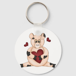 Heart Pig Keychain