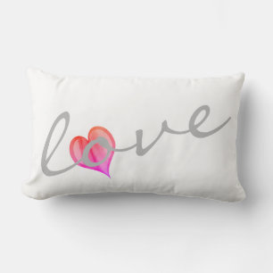 heart pillow with text love pink and white
