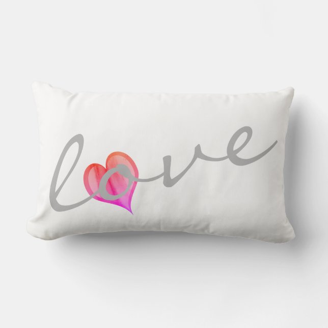 heart pillow with text love pink and white (Front)