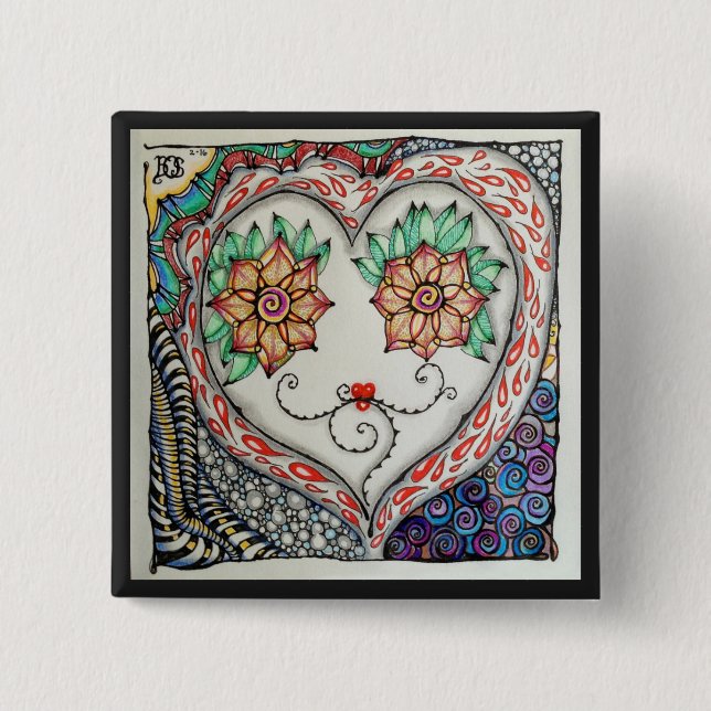 Heart pin (2 inch square) (Front)