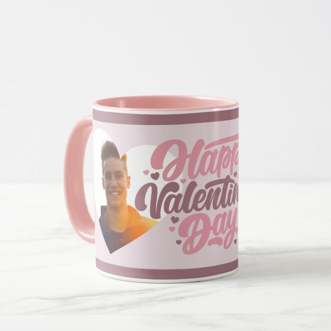 Heart Pink Happy Valentine's Day Multi Photo Mug (Front Left)