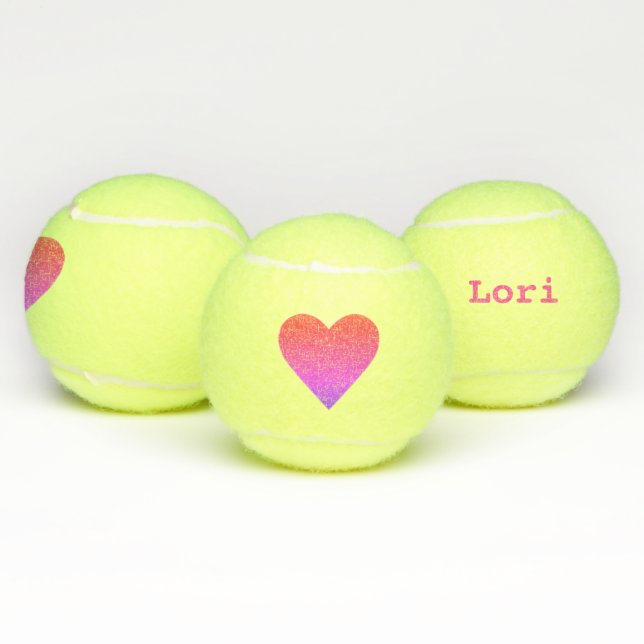Heart Pink Purple Red Monogram Tennis Ball (Multi)