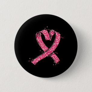 Heart Pink Ribbon Breast Cancer Awareness Fighter  2 Inch Round Button