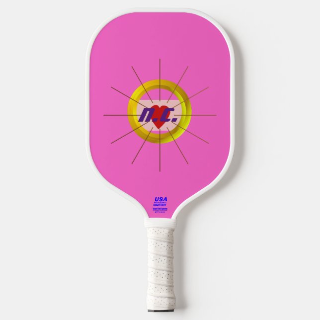 Heart Pink Squares Pickleball Paddle (Front)