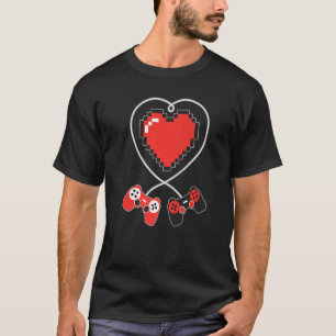 Heart Pixel Video Game Controller Valentines Day G T-Shirt