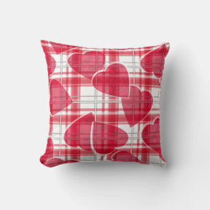 Heart plaid throw pillow