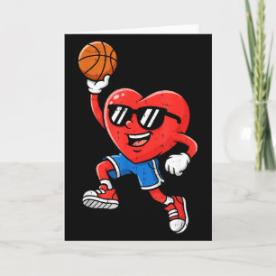 Heart Play Basketball Valentines Day For Teen Boys Card