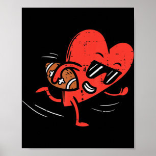 Heart Playing American Football Valentines Day Spo Poster
