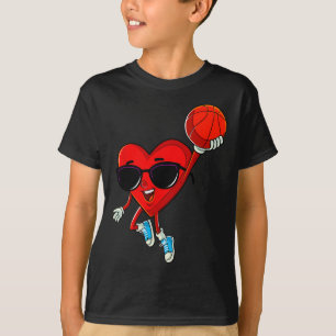 Heart Playing Basketball Cute Valentines Day Sport T-Shirt