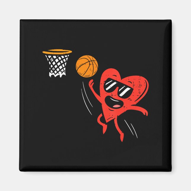 Heart Playing Basketball Cute Valentines Day Srts  Magnet (Front)