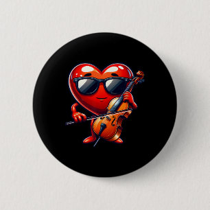 Heart Playing Cello Valentines Day Valentine Men W 2 Inch Round Button