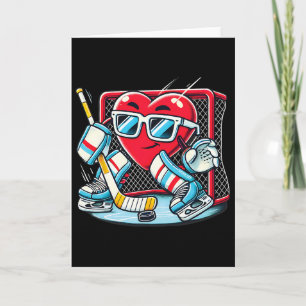Heart Playing Hockey Goalie Valentine's Day Men Wo Card