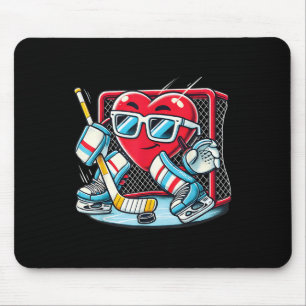 Heart Playing Hockey Goalie Valentines Day Men Wom Mouse Pad