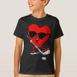 Heart Playing Ice Hockey Cute Valentines Day Sport T-Shirt