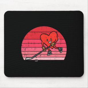 Heart Playing Ice Hockey Sport Men Women Kids Vale Mouse Pad