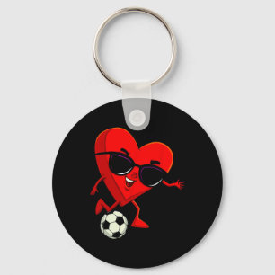 Heart Playing Soccer Cute Valentines Day Sports Me Keychain
